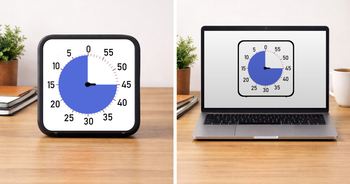 Comparison of digital online timer and physical visual timer