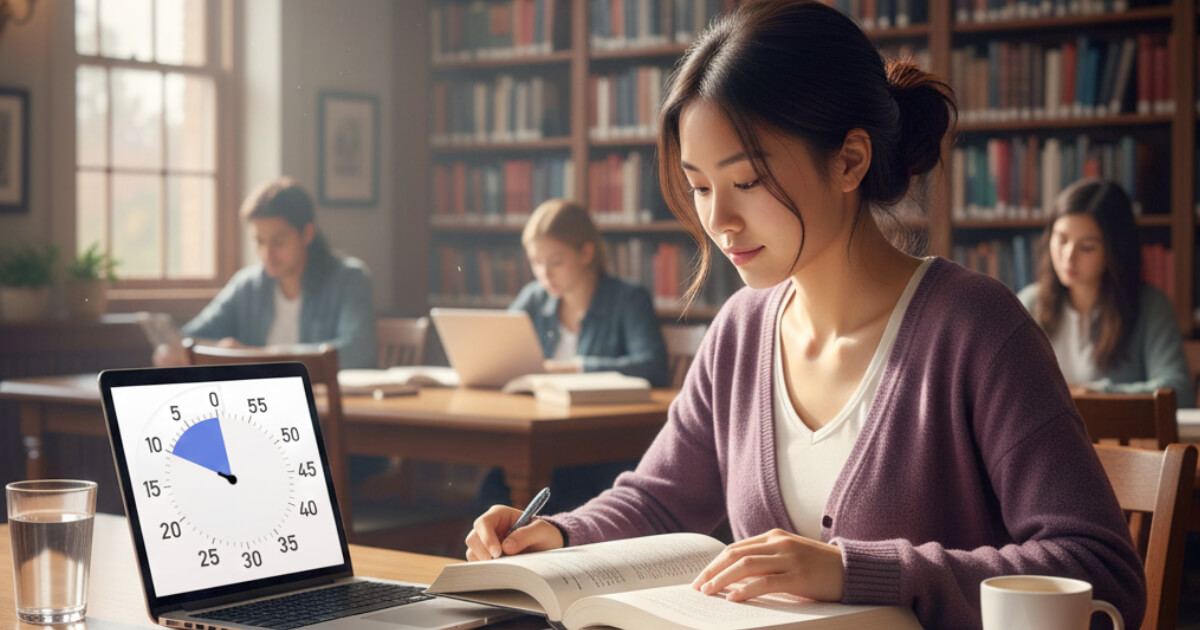 Student using visual timer for focused study session